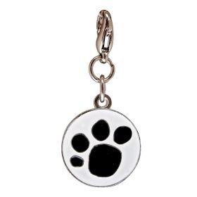 Round Black Paw Print Metal Charm