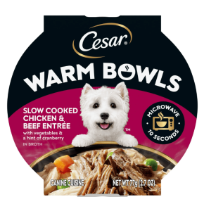Cesar Warm Bowls Wet Dog Food Chicken & Beef Entree With Vegetables Entrée, 2.7 Oz. Trays