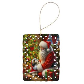 Shih Tzu and Santa Claus Porcelain Ornament Christmas Tree Hanging Decorations for Home Christmas Holiday, Rectangle, Gift, Multicolor