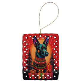 Australian Kelpie Holiday Christmas Porcelain Ornament Christmas Tree Hanging Decorations for Home Christmas Holiday, Rectangle, Gift, Multicolor