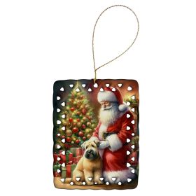 Wheaten Terrier and Santa Claus Porcelain Ornament Christmas Tree Hanging Decorations for Home Christmas Holiday, Rectangle, Gift, Multicolor