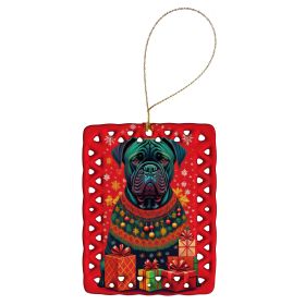Cane Corso Holiday Christmas Porcelain Ornament Christmas Tree Hanging Decorations for Home Christmas Holiday, Rectangle, Gift, Multicolor