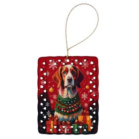Brittany Spaniel Holiday Christmas Porcelain Ornament Christmas Tree Hanging Decorations for Home Christmas Holiday, Rectangle, Gift, Multicolor