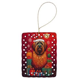 Briard Holiday Christmas Porcelain Ornament Christmas Tree Hanging Decorations for Home Christmas Holiday, Rectangle, Gift, Multicolor
