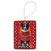 Border Collie Holiday Christmas Porcelain Ornament Christmas Tree Hanging Decorations for Home Christmas Holiday, Rectangle, Gift, Multicolor