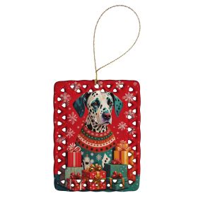 Dalmatian Holiday Christmas Porcelain Ornament Christmas Tree Hanging Decorations for Home Christmas Holiday, Rectangle, Gift, Multicolor