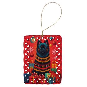 German Spitz Holiday Christmas Porcelain Ornament Christmas Tree Hanging Decorations for Home Christmas Holiday, Rectangle, Gift, Multicolor