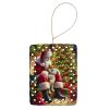 Shiba Inu and Santa Claus Porcelain Ornament Christmas Tree Hanging Decorations for Home Christmas Holiday, Rectangle, Gift, Multicolor