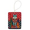 Alaskan Klee Kai Holiday Christmas Porcelain Ornament Christmas Tree Hanging Decorations for Home Christmas Holiday, Rectangle, Gift, Multicolor