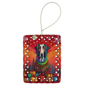 Borzoi Russian Wolfhound Holiday Christmas Porcelain Ornament Christmas Tree Hanging Decorations for Home Christmas Holiday, Rectangle, Gift