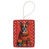 Fawn Boxer Cropped Ears Holiday Christmas Porcelain Ornament Christmas Tree Hanging Decorations for Home Christmas Holiday, Rectangle, Gift