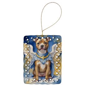 Staffordshire Bull Terrier My Angel Porcelain Ornament Christmas Tree Hanging Decorations for Home Christmas Holiday, Rectangle, Gift, Multicolor