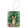 Bengal Cat By the Christmas Tree Porcelain Ornament Christmas Tree Hanging Decorations for Home Christmas Holiday, Rectangle, Gift, Multicolor