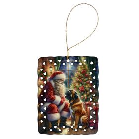 Bullmastiff and Santa Claus Porcelain Ornament Christmas Tree Hanging Decorations for Home Christmas Holiday, Rectangle, Gift, Multicolor