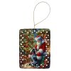 Bluetick Hound and Santa Claus Porcelain Ornament Christmas Tree Hanging Decorations for Home Christmas Holiday, Rectangle, Gift, Multicolor