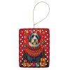 Bearded Collie Holiday Christmas Porcelain Ornament Christmas Tree Hanging Decorations for Home Christmas Holiday, Rectangle, Gift, Multicolor