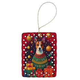 Basenji Holiday Christmas Porcelain Ornament Christmas Tree Hanging Decorations for Home Christmas Holiday, Rectangle, Gift, Multicolor