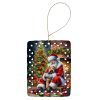 Lakeland Terrier and Santa Claus Porcelain Ornament Christmas Tree Hanging Decorations for Home Christmas Holiday, Rectangle, Gift, Multicolor