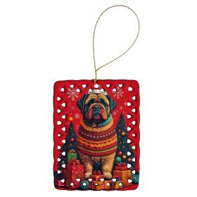 Bouvier des Flandres Holiday Christmas Porcelain Ornament Christmas Tree Hanging Decorations for Home Christmas Holiday, Rectangle, Gift, Multicolor