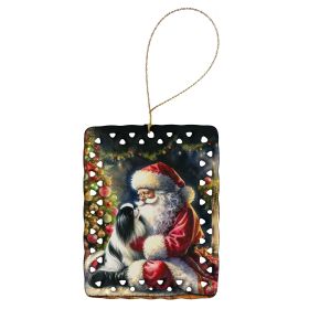 Japanese Chin and Santa Claus Porcelain Ornament Christmas Tree Hanging Decorations for Home Christmas Holiday, Rectangle, Gift, Multicolor