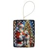 Bedlington Terrier and Santa Claus Porcelain Ornament Christmas Tree Hanging Decorations for Home Christmas Holiday, Rectangle, Gift, Multicolor