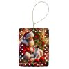 Jack Russell Terrier and Santa Claus Porcelain Ornament Christmas Tree Hanging Decorations for Home Christmas Holiday, Rectangle, Gift, Multicolor
