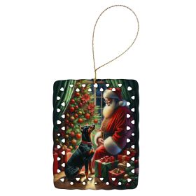 Doberman Pinscher and Santa Claus Porcelain Ornament Christmas Tree Hanging Decorations for Home Christmas Holiday, Rectangle, Gift, Multicolor