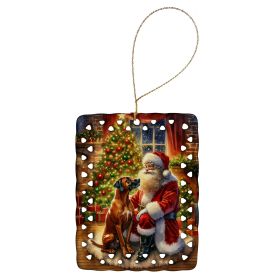 Rhodesian Ridgeback and Santa Claus Porcelain Ornament Christmas Tree Hanging Decorations for Home Christmas Holiday, Rectangle, Gift, Multicolor