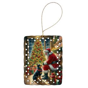 Lancashire Heeler and Santa Claus Porcelain Ornament Christmas Tree Hanging Decorations for Home Christmas Holiday, Rectangle, Gift, Multicolor