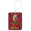 American Bulldog Holiday Christmas Porcelain Ornament Christmas Tree Hanging Decorations for Home Christmas Holiday, Rectangle, Gift, Multicolor