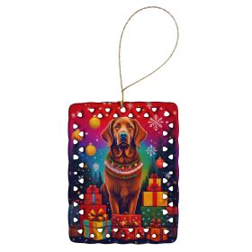Chesapeake Bay Retriever Holiday Christmas Porcelain Ornament Christmas Tree Hanging Decorations for Home Christmas Holiday, Rectangle, Gift