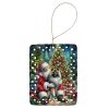 Keeshond and Santa Claus Porcelain Ornament Christmas Tree Hanging Decorations for Home Christmas Holiday, Rectangle, Gift, Multicolor