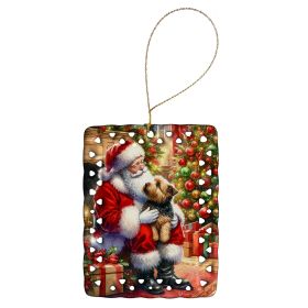 Norfolk Terrier and Santa Claus Porcelain Ornament Christmas Tree Hanging Decorations for Home Christmas Holiday, Rectangle, Gift, Multicolor