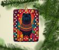 Black Chow Chow Holiday Christmas Porcelain Ornament Christmas Tree Hanging Decorations for Home Christmas Holiday, Rectangle, Gift, Multicolor