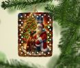 Rhodesian Ridgeback and Santa Claus Porcelain Ornament Christmas Tree Hanging Decorations for Home Christmas Holiday, Rectangle, Gift, Multicolor