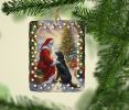 Flat-Coated Retriever and Santa Claus Porcelain Ornament Christmas Tree Hanging Decorations for Home Christmas Holiday, Rectangle, Gift, Multicolor