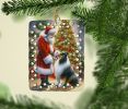 Collie and Santa Claus Porcelain Ornament Christmas Tree Hanging Decorations for Home Christmas Holiday, Rectangle, Gift, Multicolor