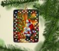 Maltese and Santa Claus Porcelain Ornament Christmas Tree Hanging Decorations for Home Christmas Holiday, Rectangle, Gift, Multicolor