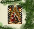 Tibetan Mastiff and Santa Claus Porcelain Ornament Christmas Tree Hanging Decorations for Home Christmas Holiday, Rectangle, Gift, Multicolor