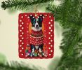 Border Collie Holiday Christmas Porcelain Ornament Christmas Tree Hanging Decorations for Home Christmas Holiday, Rectangle, Gift, Multicolor