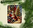 Irish Setter and Santa Claus Porcelain Ornament Christmas Tree Hanging Decorations for Home Christmas Holiday, Rectangle, Gift, Multicolor