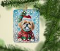 Lhasa Apso Christmas Porcelain Ornament Christmas Tree Hanging Decorations for Home Christmas Holiday, Rectangle, Gift, Multicolor