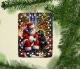 Rottweiler and Santa Claus Porcelain Ornament Christmas Tree Hanging Decorations for Home Christmas Holiday, Rectangle, Gift, Multicolor