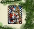 Bedlington Terrier and Santa Claus Porcelain Ornament Christmas Tree Hanging Decorations for Home Christmas Holiday, Rectangle, Gift, Multicolor