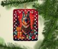 Belgian Tervuren Holiday Christmas Porcelain Ornament Christmas Tree Hanging Decorations for Home Christmas Holiday, Rectangle, Gift, Multicolor