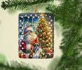 Boxer and Santa Claus Porcelain Ornament Christmas Tree Hanging Decorations for Home Christmas Holiday, Rectangle, Gift, Multicolor