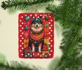 Finnish Lapphund Holiday Christmas Porcelain Ornament Christmas Tree Hanging Decorations for Home Christmas Holiday, Rectangle, Gift, Multicolor