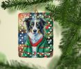 Border Collie Christmas Porcelain Ornament Christmas Tree Hanging Decorations for Home Christmas Holiday, Rectangle, Gift, Multicolor