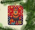 Finnish Spitz Holiday Christmas Porcelain Ornament Christmas Tree Hanging Decorations for Home Christmas Holiday, Rectangle, Gift, Multicolor