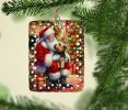 Norfolk Terrier and Santa Claus Porcelain Ornament Christmas Tree Hanging Decorations for Home Christmas Holiday, Rectangle, Gift, Multicolor